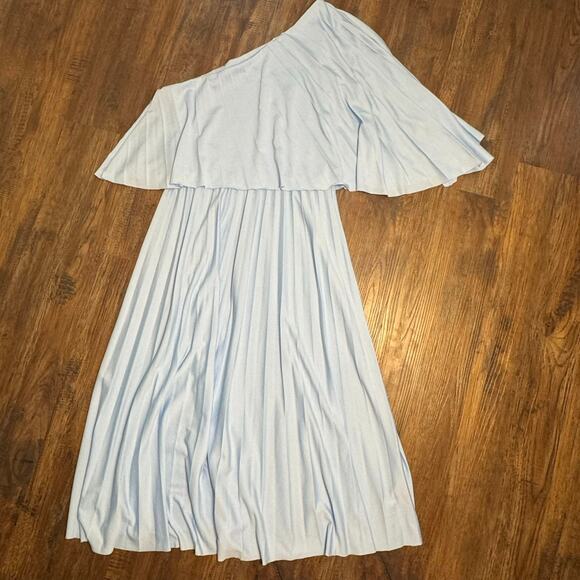 ASOS US size 2 pale blue one shoulder pleated crop top midi dress - Picture 7 of 16
